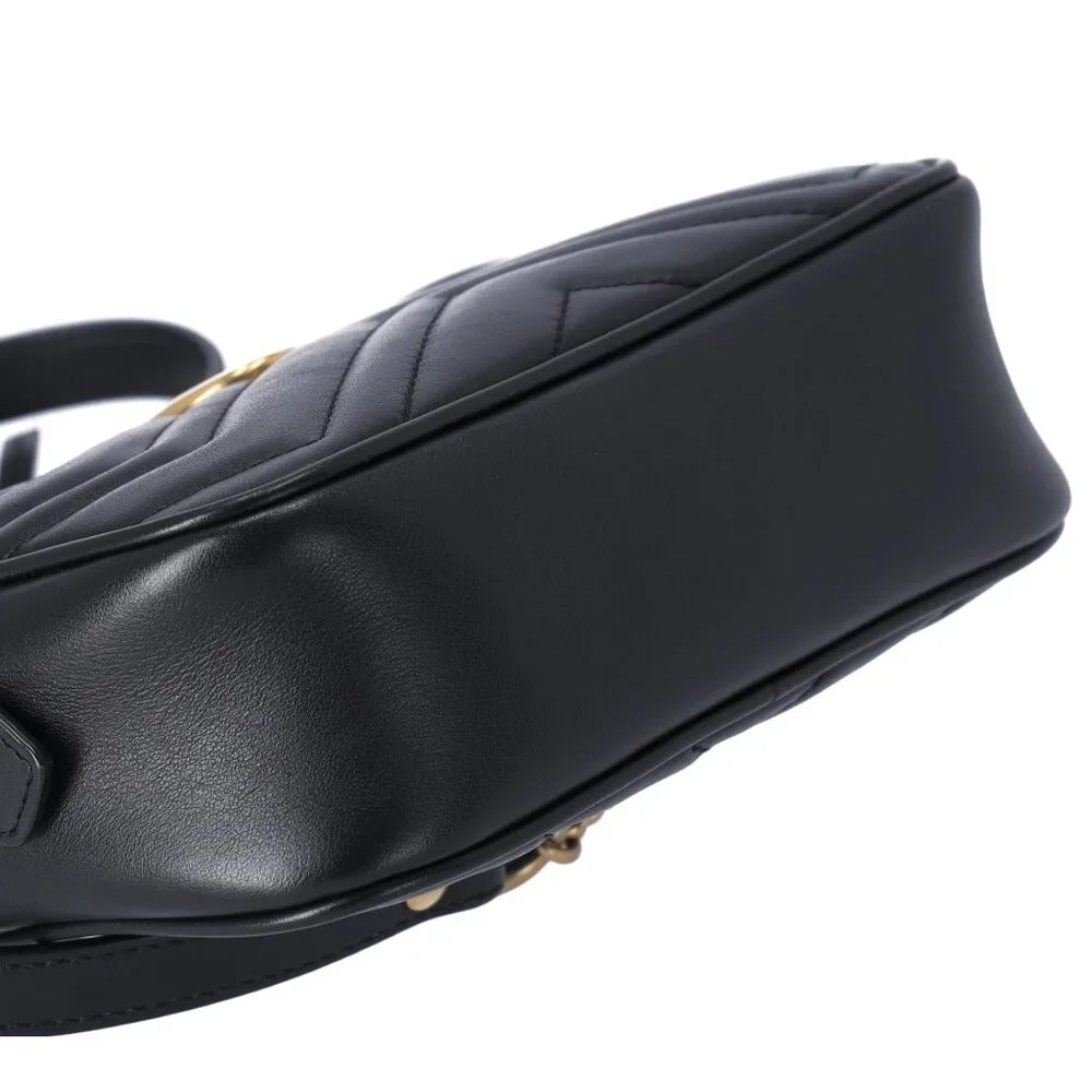 GUCCI GG Marmont Shoulder Bag 448065 Black Leather - Picture 7 of 8